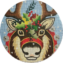 Load image into Gallery viewer, Reindeer Round Ornament - Preorder
