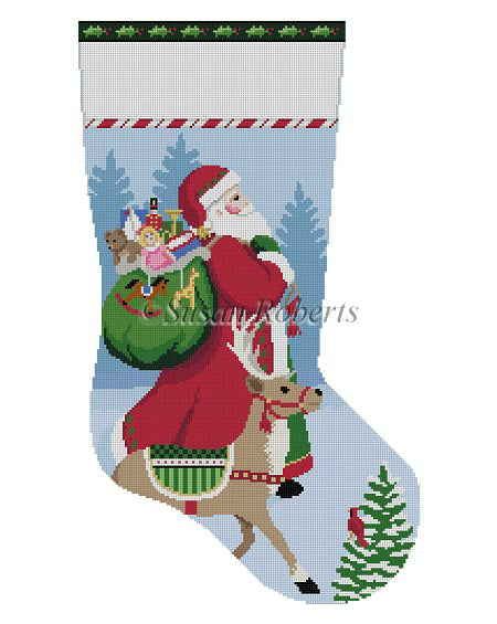 Stocking - Tasseled Santa & Reindeer 3220