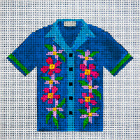 Hawaiian Shirt - Blue with Flowers